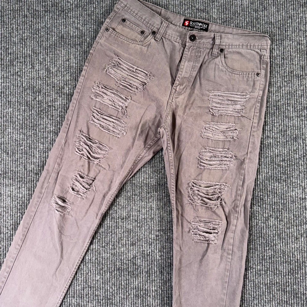 Southpole‎ Mens 36x34 Distressed Ripped Gray Skinny Jeans Streetwear Y2K Denim